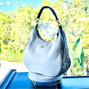 Coach Harley Hobo / Crossbody in White with Snakeskin Sides ⭐️Verified Authentic